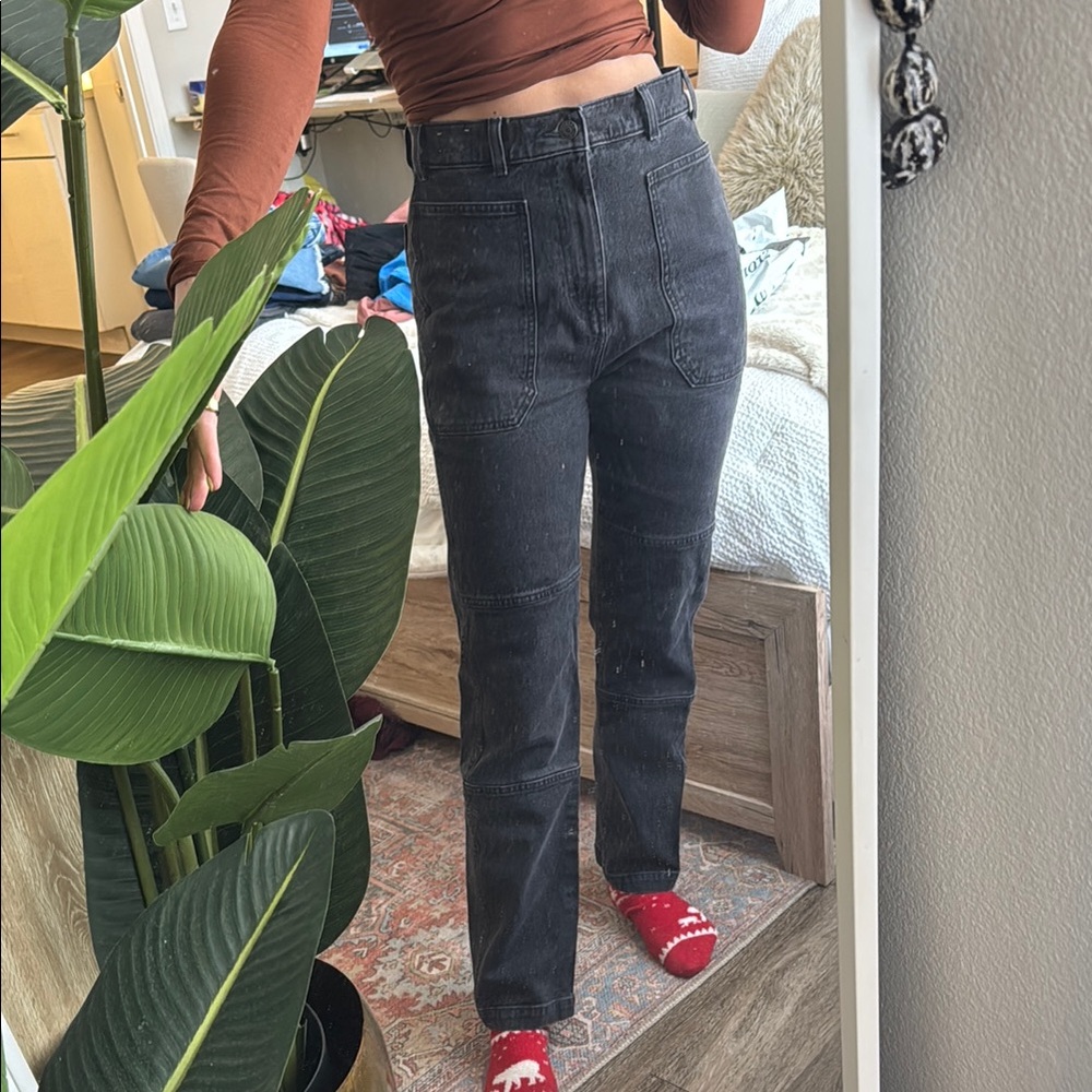 Madewell High-Waisted Cargo Black Jeans